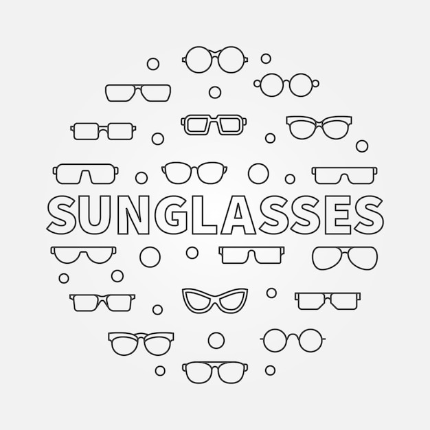 Gafas de sol redondas ilustración vector línea símbolo hecho con gafas signos