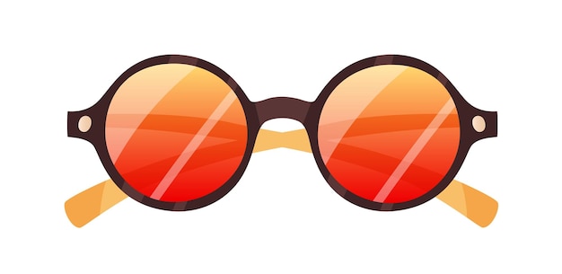 Gafas de sol redondas de moda. elegantes gafas de sol retro con lentes en forma de círculo y borde de plástico. gafas de verano. accesorio de mujer de moda. ilustración de vector plano coloreado aislado sobre fondo blanco.