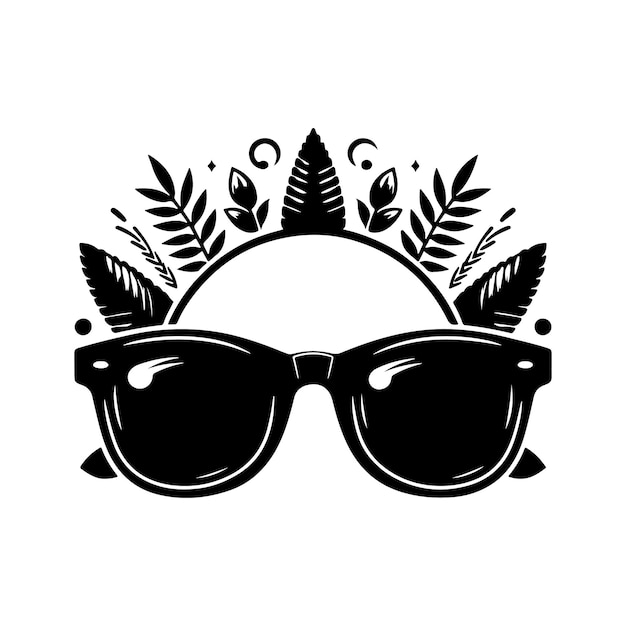 Gafas de sol de silueta e ilustración vectorial para la playa y el verano