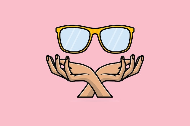 Gafas de sol de verano con ilustración de vector de manos