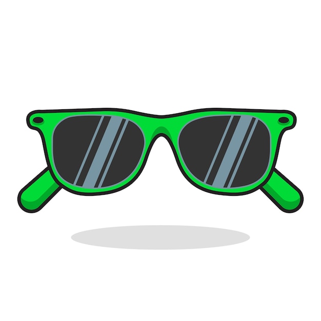 Gafas de sol verdes de dibujos animados aisladas sobre fondo blanco Ilustración vectorial