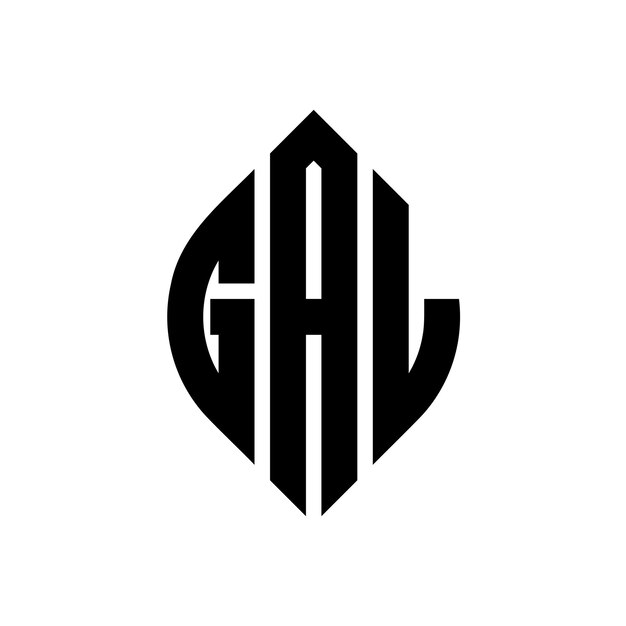 GAL diseño de logotipo de letra de círculo con forma de círculo y elipse GAL letras de elipse con estilo tipográfico Las tres iniciales forman un logotipo de círculo GAL emblema de círculo Monograma abstracto letra marca vector