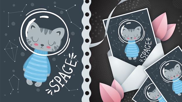 Galaxy cat - idea para tarjeta de felicitación