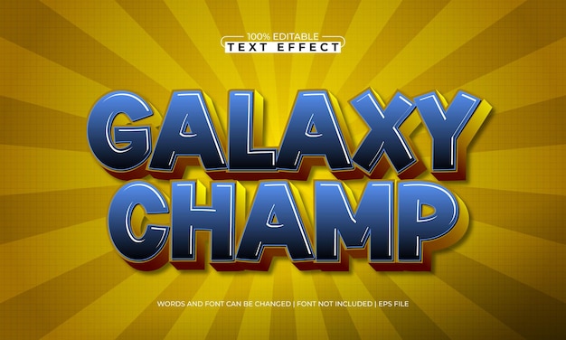galaxy champ efecto de texto editable con una estrella y un estilo de texto de juego