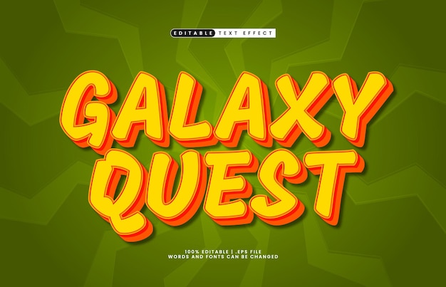 galaxy quest efecto de texto editable con un estilo de texto de juego y juego