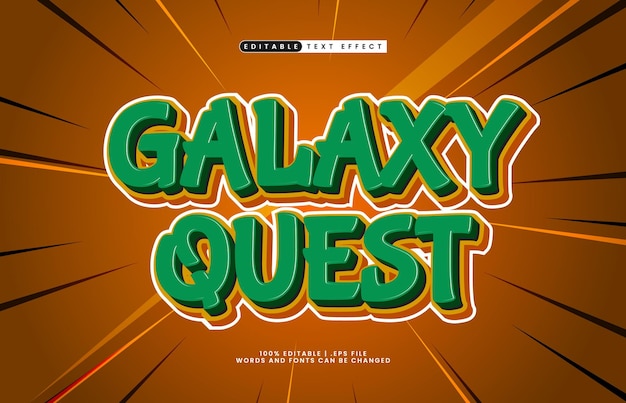 galaxy quest efecto de texto editable con un estilo de texto para niños y dibujos animados