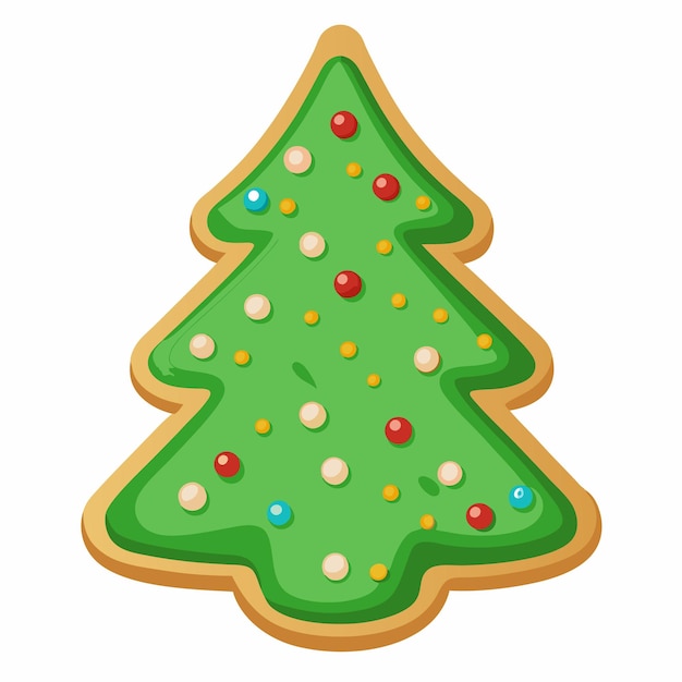 Galleta de árbol de Navidad con glaseado verde y salpicaduras coloridas Trato festivo para las fiestas
