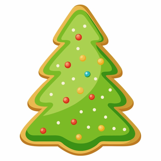 Galleta de árbol de Navidad con glaseado verde y salpicaduras coloridas Trato festivo para las fiestas