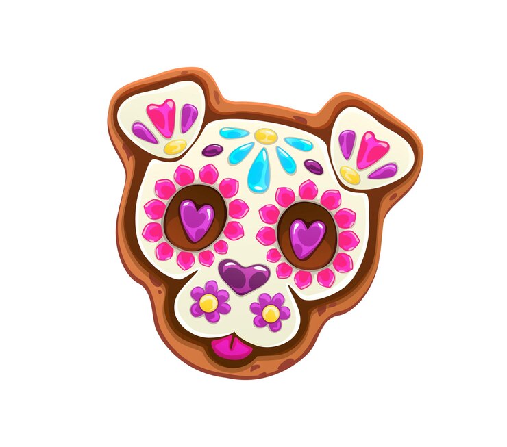 Vector galleta de cráneo de perro calavera para las vacaciones mexicanas