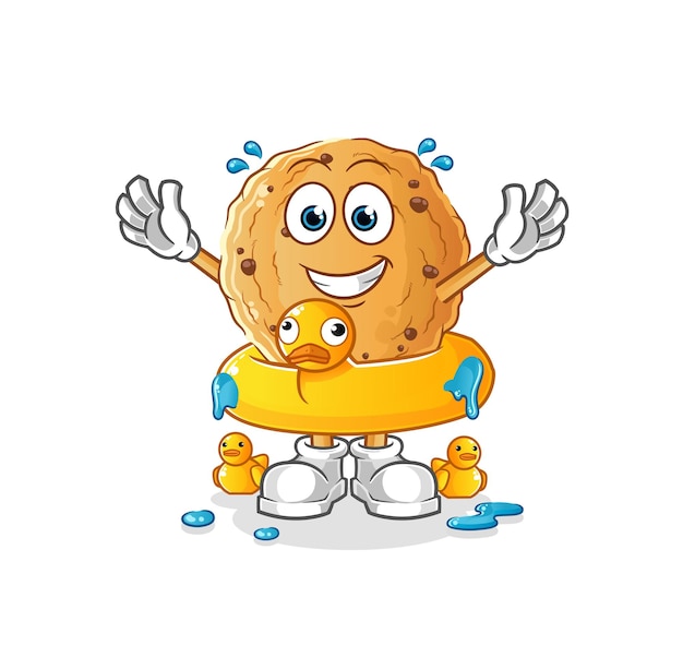 Galleta con dibujos animados de boya de pato. vector de mascota de dibujos animados