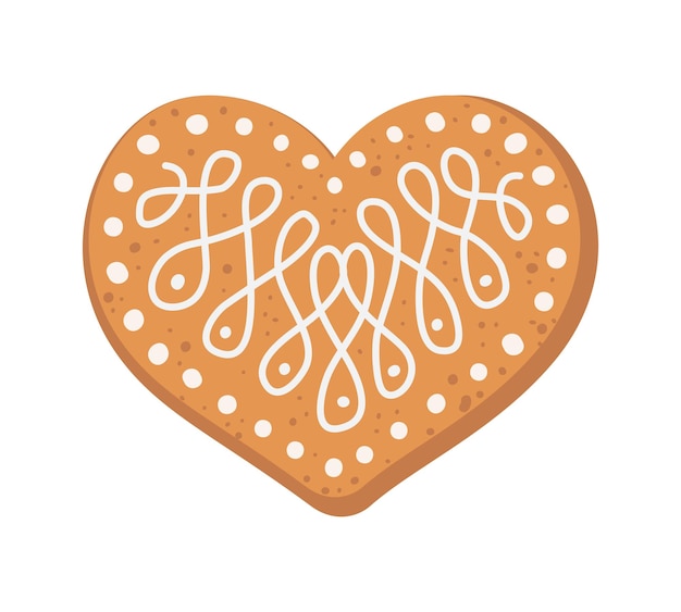 Galleta en forma de corazón de pan de jengibre con glaseado dulce decorativo horneado casero de vacaciones de Navidad
