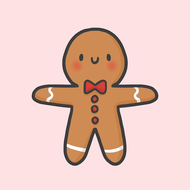 Galleta de jengibre navidad mano dibujado vector de estilo de dibujos animados