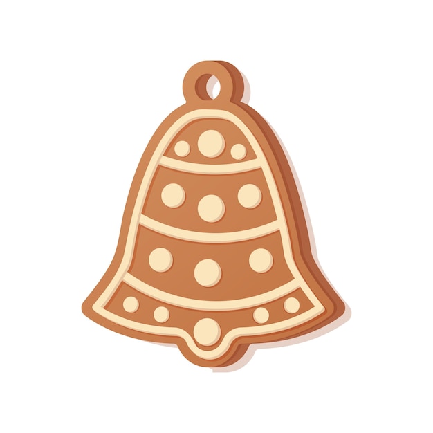 Galleta de Navidad de campana de pan de jengibre aislado sobre fondo blanco. Elemento para el diseño y el arte de Año Nuevo.