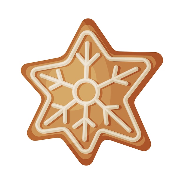 Galleta de pan de jengibre en forma de estrella postre tradicional festivo de Navidad y Año Nuevo Ilustración vectorial del símbolo