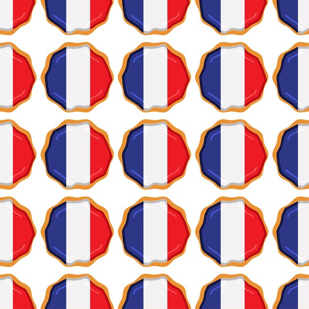 Vector galleta con patrón con el país de la bandera francia en una sabrosa galleta