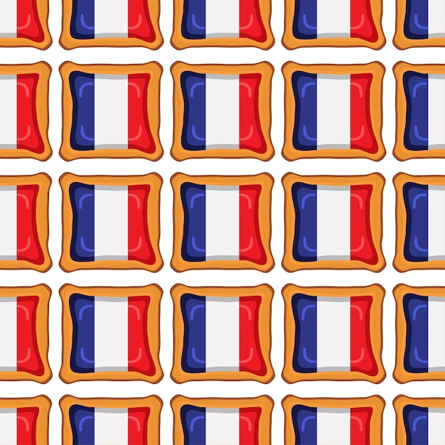 Vector galleta con patrón con el país de la bandera francia en una sabrosa galleta