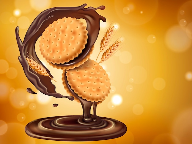 La galleta sándwich con sabor a chocolate se puede utilizar como elementos de diseño.