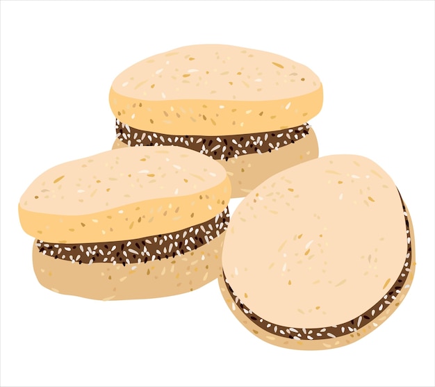 Vector galletas alfajores. cocina tradicional latinoamericana. ilustración aislada vectorial. nacional argentino