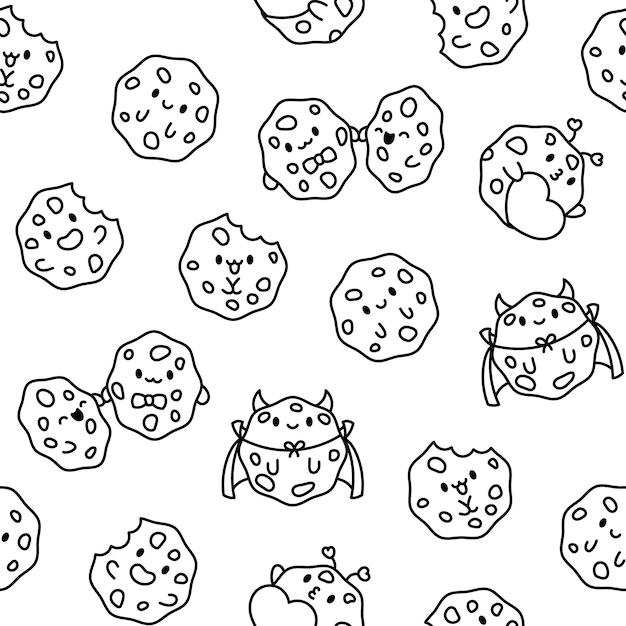 Las galletas bonitas el patrón sin costuras página de colorear