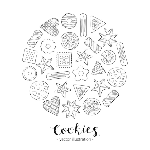 Galletas dibujadas a mano en círculo