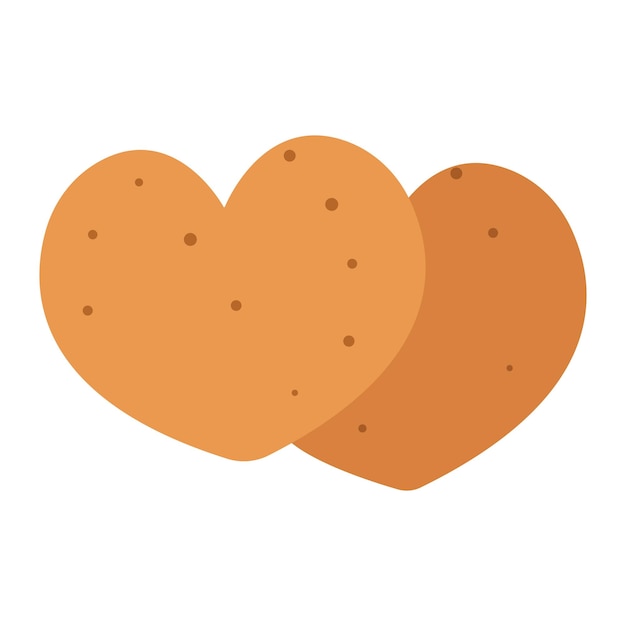 Vector galletas con forma de corazón aisladas sobre fondo blanco.