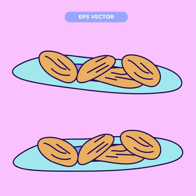 Galletas islámicas de Ramadán Ilustración dibujada a mano Vector editable