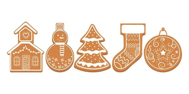 Vector galletas de jengibre de navidad.