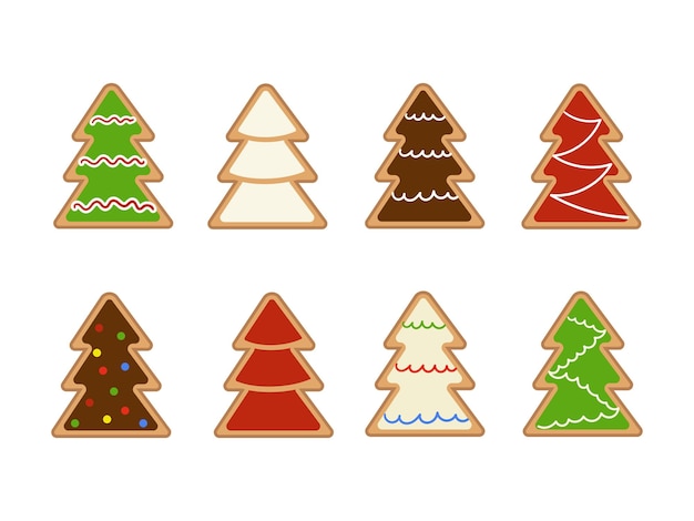 Galletas de jengibre navideñas con forma de árboles, galletas caseras con azúcar dulce