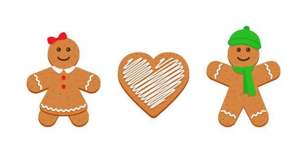 Galletas de jengibre. Postre navideño clásico. Galleta de Navidad aislado sobre fondo blanco.