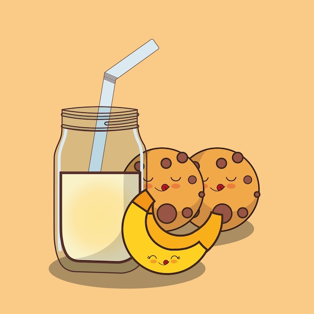 galletas kawaii y jugo de plátano