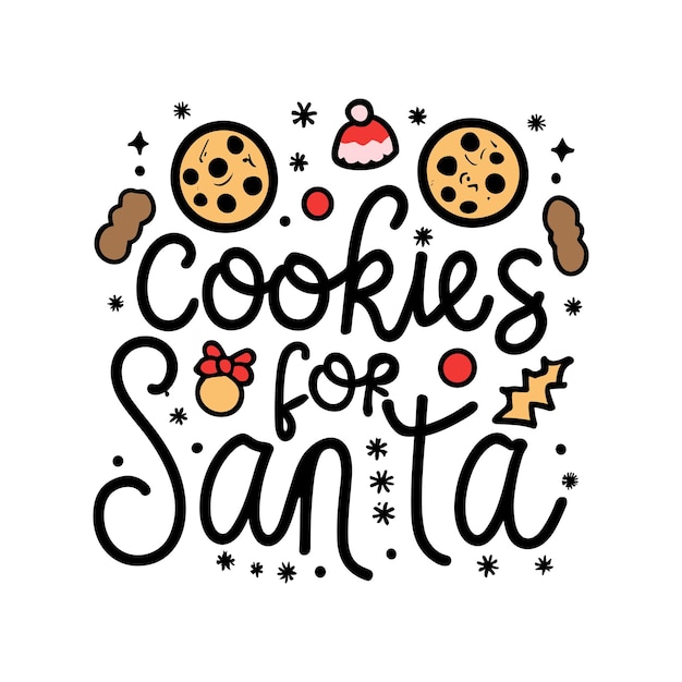 Vector galletas para la mano de papá noel letras de navidad tipografía camiseta diseño póster