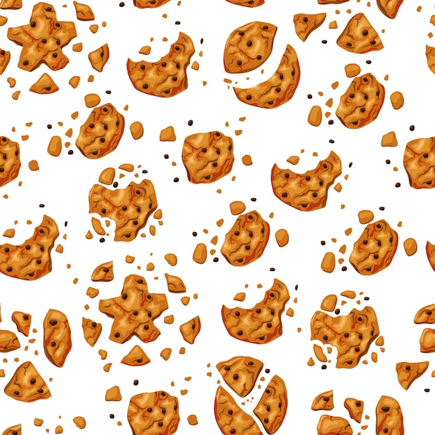 Galletas mordidas con chocolate Deliciosos pasteles caseros Vector de dibujos animados transparente