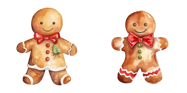Las galletas de Navidad del hombre de jengibre ilustración vectorial de acuarela