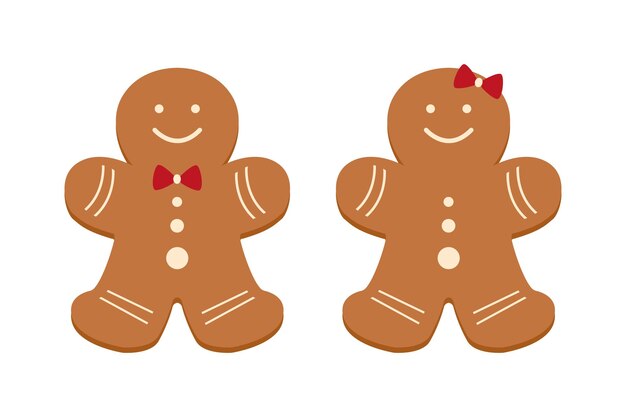 Galletas de Navidad. Hombre de pan de jengibre. Gráficos vectoriales en estilo plano