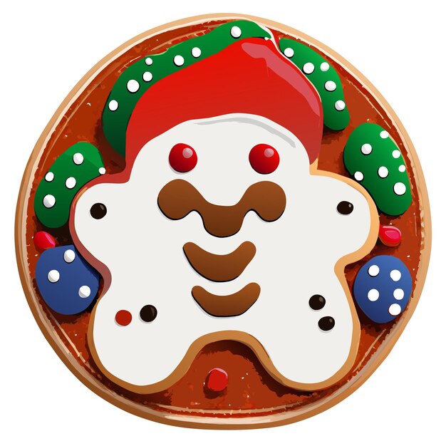 Vector las galletas de pan de jengibre de navidad dibujadas a mano, planas, elegantes, pegatinas de dibujos animados, concepto de icono aislado