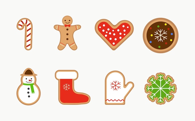 Galletas de pan de jengibre de Navidad Hombre de nieve Árbol de Navidad galletas caseras con glaseado de azúcar dulce