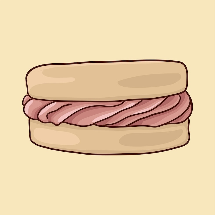 Vector galletas de sándwich dulces con bayas de helado de chocolate
