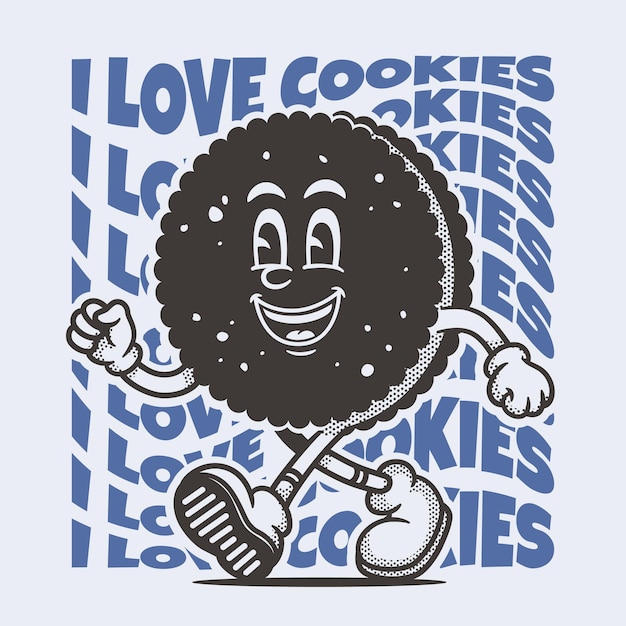 Vector las galletas son un personaje de dibujos animados retro, una mascota.