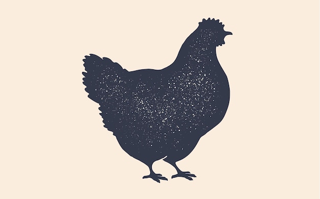 Gallina pollo Vintage logo retro cartel de impresión