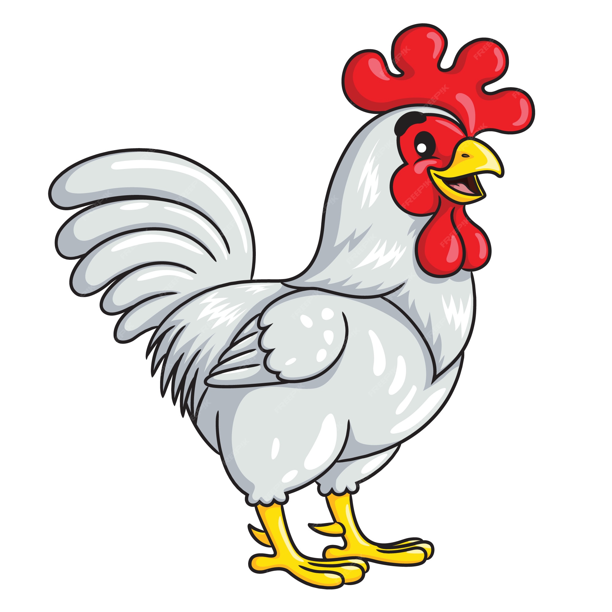 Gallo blanco de dibujos animados | Vector Premium