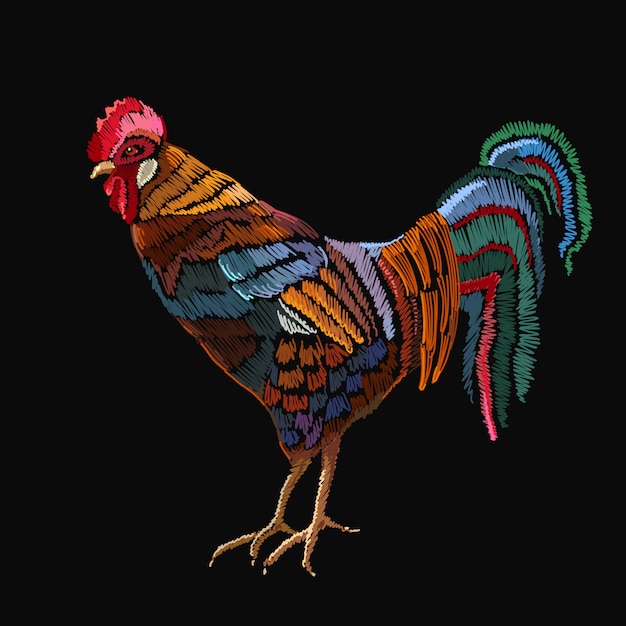 Vector gallo bordado