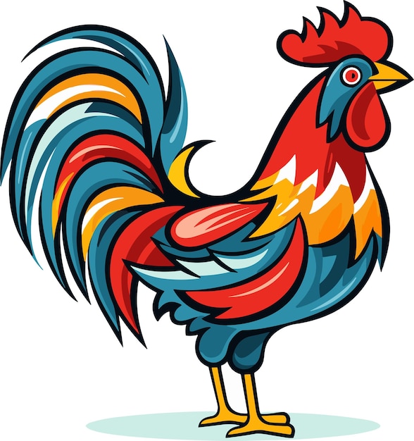 Un gallo de color Ilustración vectorial gallo Un gallo de colores brillantes como diseño de plantilla de logotipo de icono