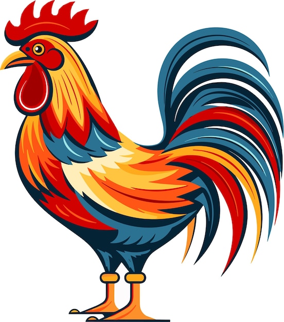 Un gallo de color Ilustración vectorial gallo Un gallo de colores brillantes como diseño de plantilla de logotipo de icono