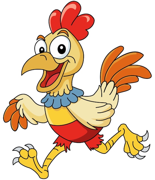 El gallo de dibujos animados corriendo