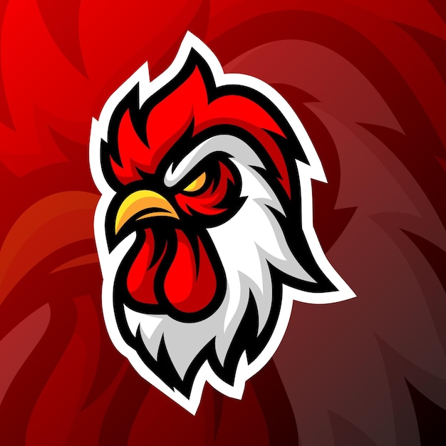 un gallo con un fondo rojo