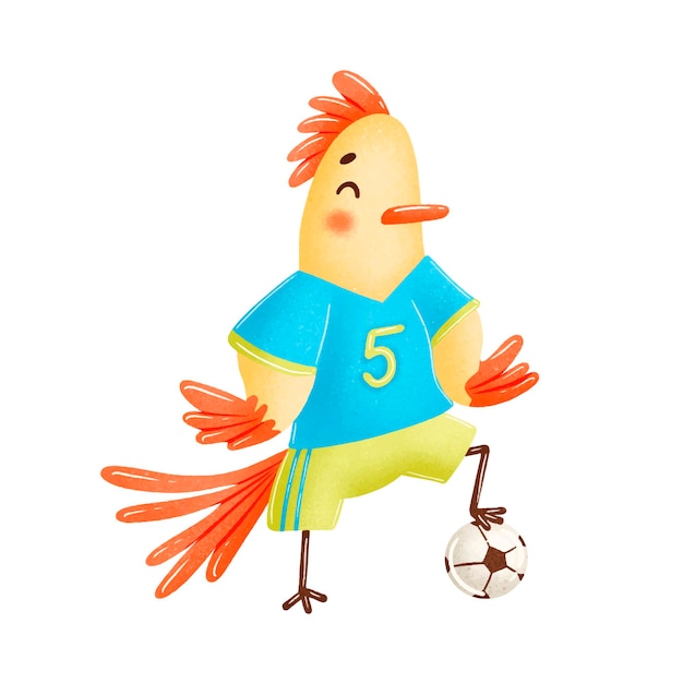 Vector gallo de fútbol aislado en blanco. animales de fútbol.