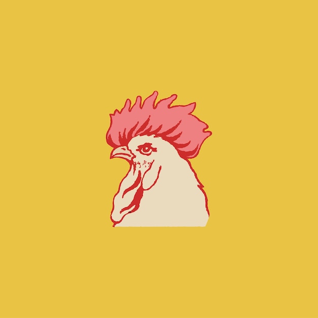 Gallo gallina cresta vieja ilustración vintage