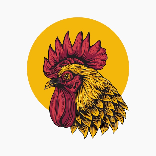 Gallo en logo círculo amarillo