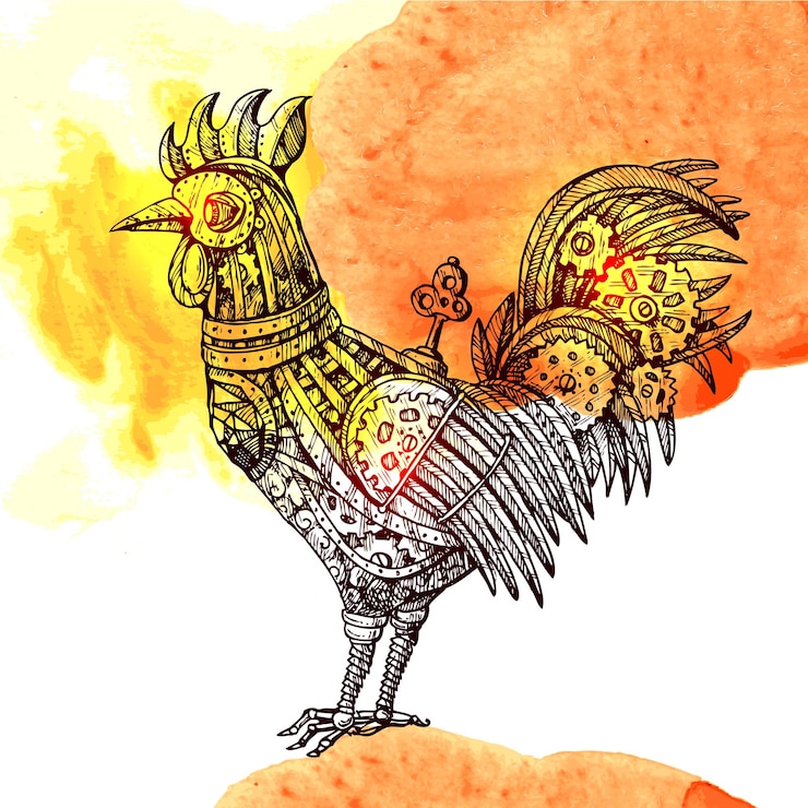 Vector gallo mecánico de ilustración