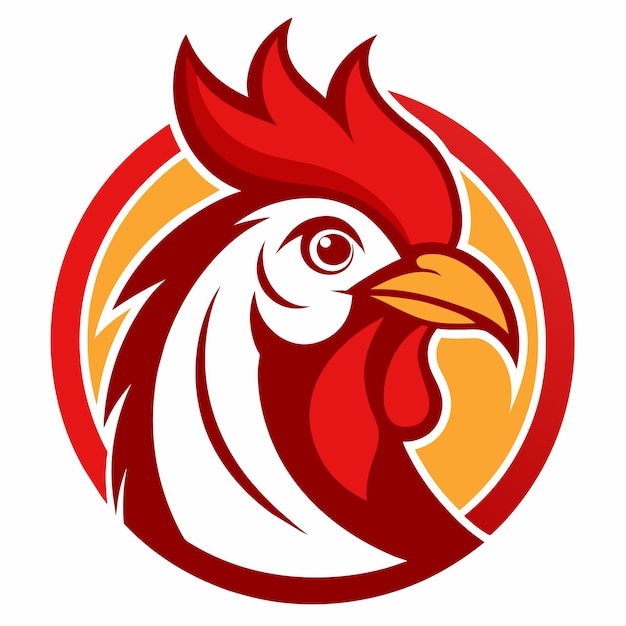 un gallo con una melena roja y una pluma roja en la cabeza